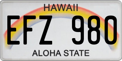 HI license plate EFZ980