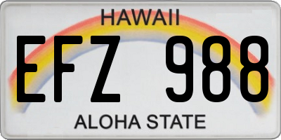 HI license plate EFZ988