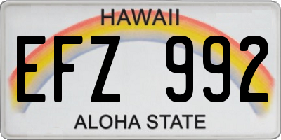 HI license plate EFZ992