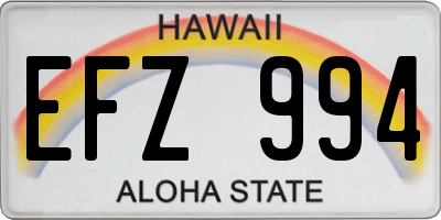 HI license plate EFZ994