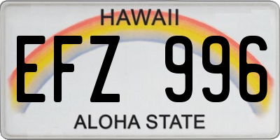 HI license plate EFZ996