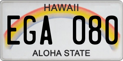 HI license plate EGA080