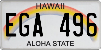 HI license plate EGA496