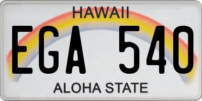 HI license plate EGA540