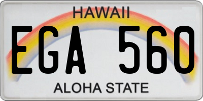 HI license plate EGA560