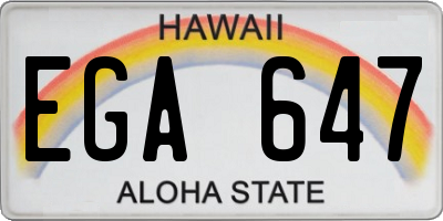 HI license plate EGA647