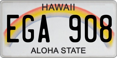 HI license plate EGA908