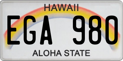 HI license plate EGA980