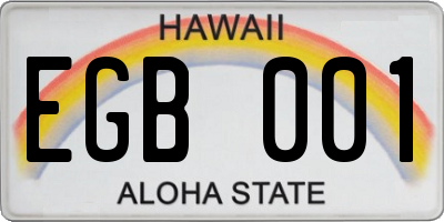 HI license plate EGB001
