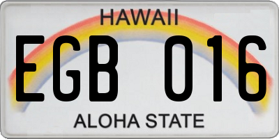 HI license plate EGB016