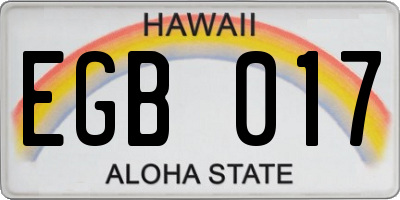 HI license plate EGB017