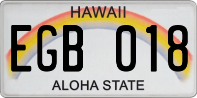 HI license plate EGB018