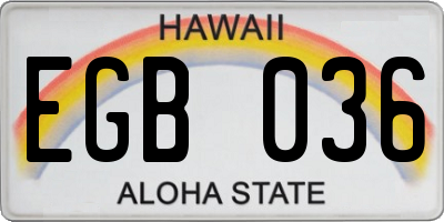 HI license plate EGB036
