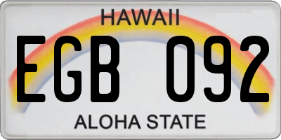 HI license plate EGB092