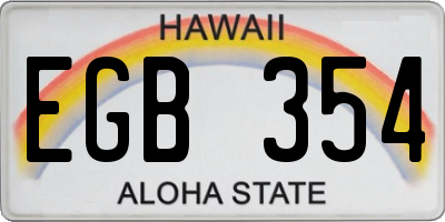 HI license plate EGB354