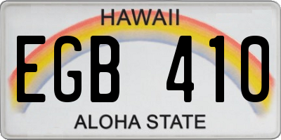 HI license plate EGB410