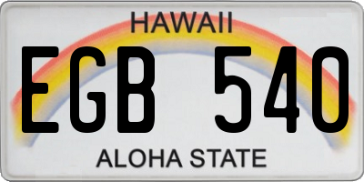 HI license plate EGB540