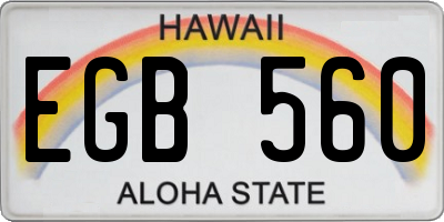 HI license plate EGB560