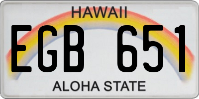 HI license plate EGB651