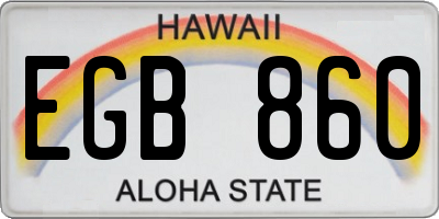 HI license plate EGB860