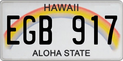 HI license plate EGB917