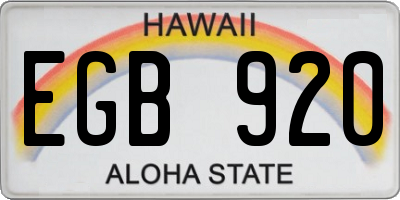 HI license plate EGB920