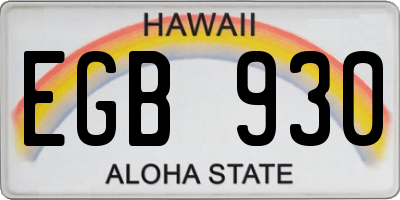 HI license plate EGB930