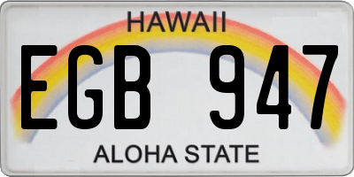 HI license plate EGB947