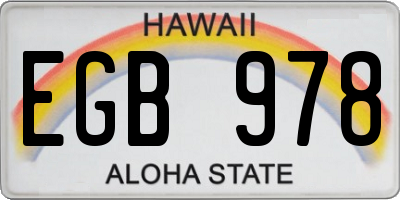 HI license plate EGB978