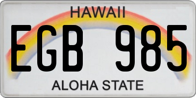 HI license plate EGB985