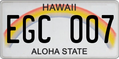 HI license plate EGC007