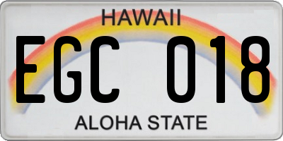 HI license plate EGC018
