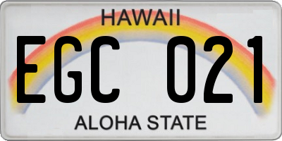 HI license plate EGC021