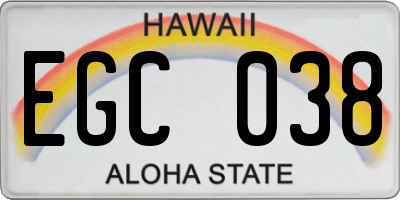 HI license plate EGC038