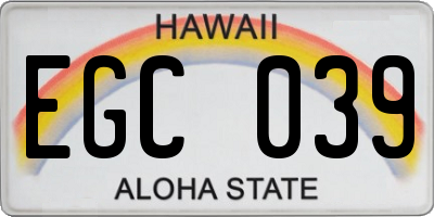 HI license plate EGC039