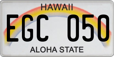 HI license plate EGC050