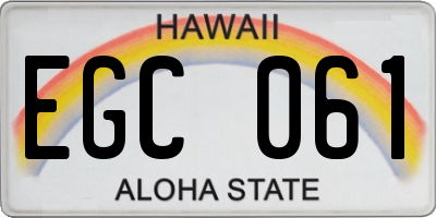 HI license plate EGC061