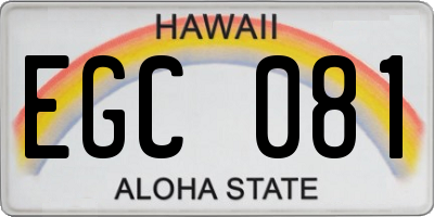 HI license plate EGC081