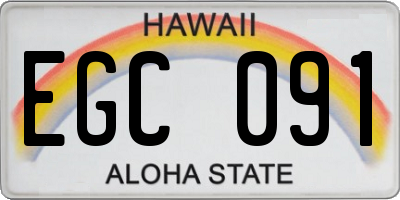 HI license plate EGC091
