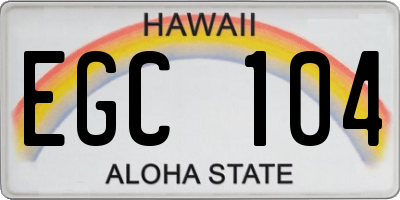 HI license plate EGC104