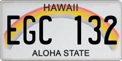 HI license plate EGC132