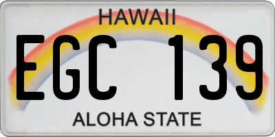 HI license plate EGC139