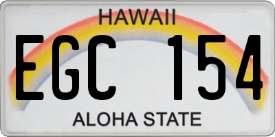 HI license plate EGC154