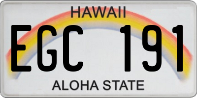 HI license plate EGC191