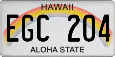 HI license plate EGC204