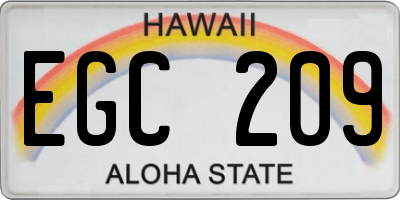 HI license plate EGC209
