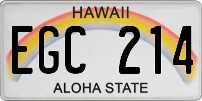 HI license plate EGC214