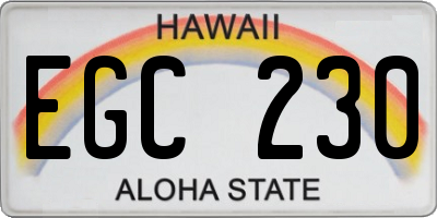 HI license plate EGC230