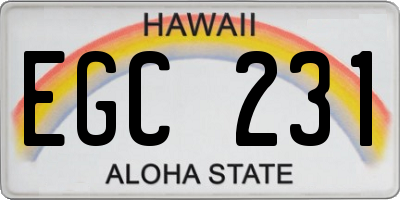 HI license plate EGC231