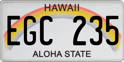 HI license plate EGC235